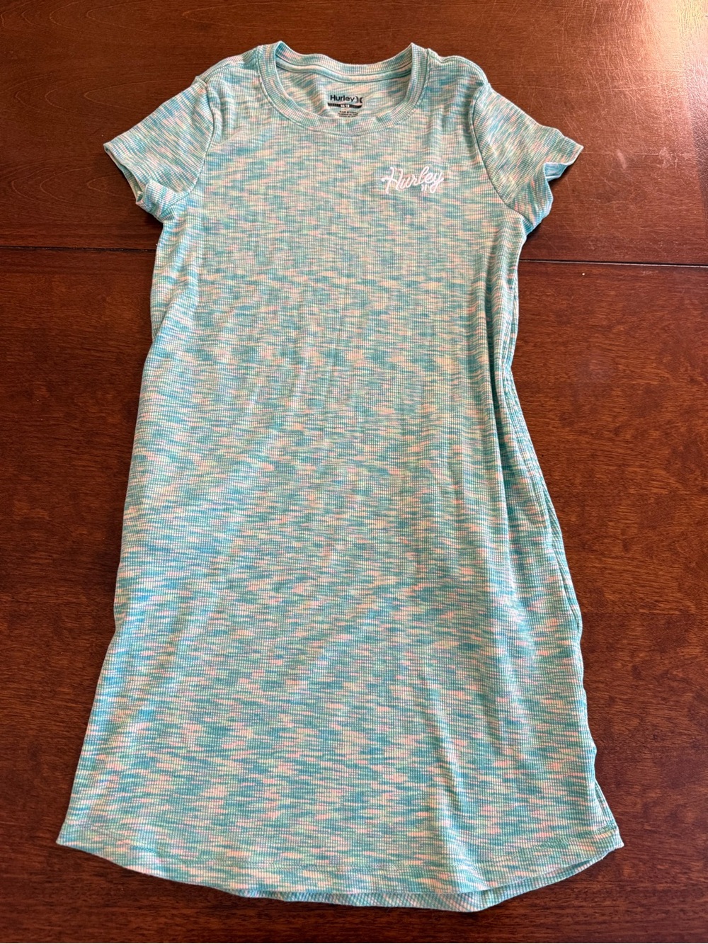 Hurley Girls Kids Youth 10/12 soft ribbed easy fit knit t-shirt dress green